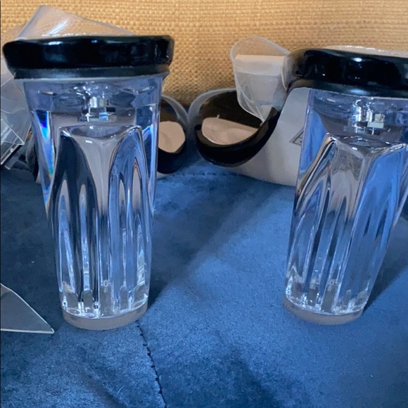 Black Perspex Barely There Clear Block Heels - Picture 2 of 3